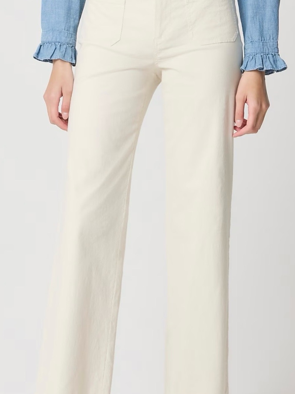 J. Crew Cream Wide-Leg Jeans cotton/linen pants